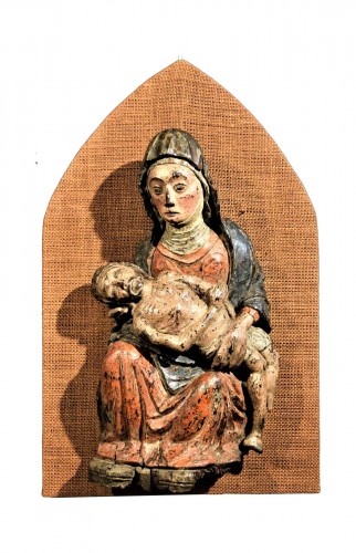 "Pietà" en bois polychromé - bas moyen age, début du XVe siècle